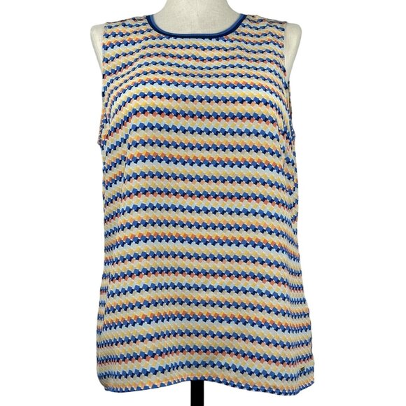 Tommy Hilfiger Womens Multicolor Geometric Tank Top Keyhole Back Stripes Size XL - Picture 1 of 13